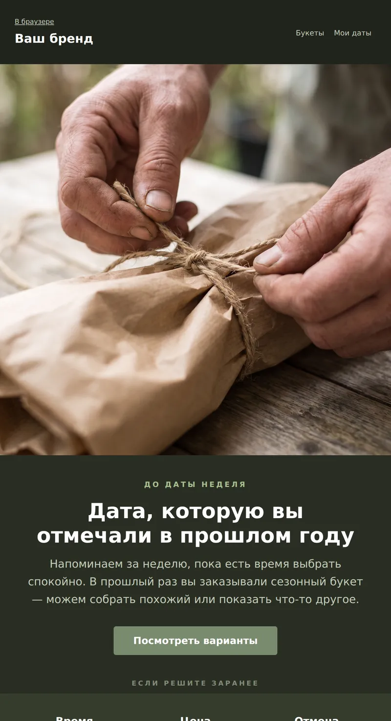 Реактивация: приближается дата (подарки и цветы)