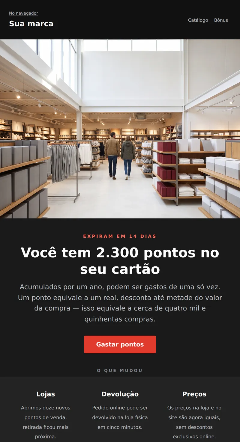 Reativação: bônus estão expirando (varejo)