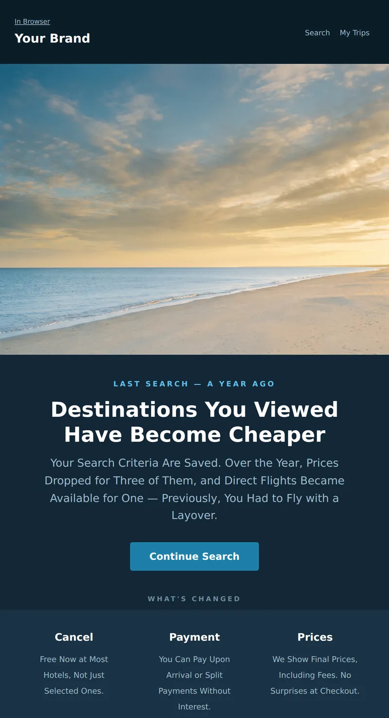 Reactivation: Haven't Traveled in a While (Tourism)