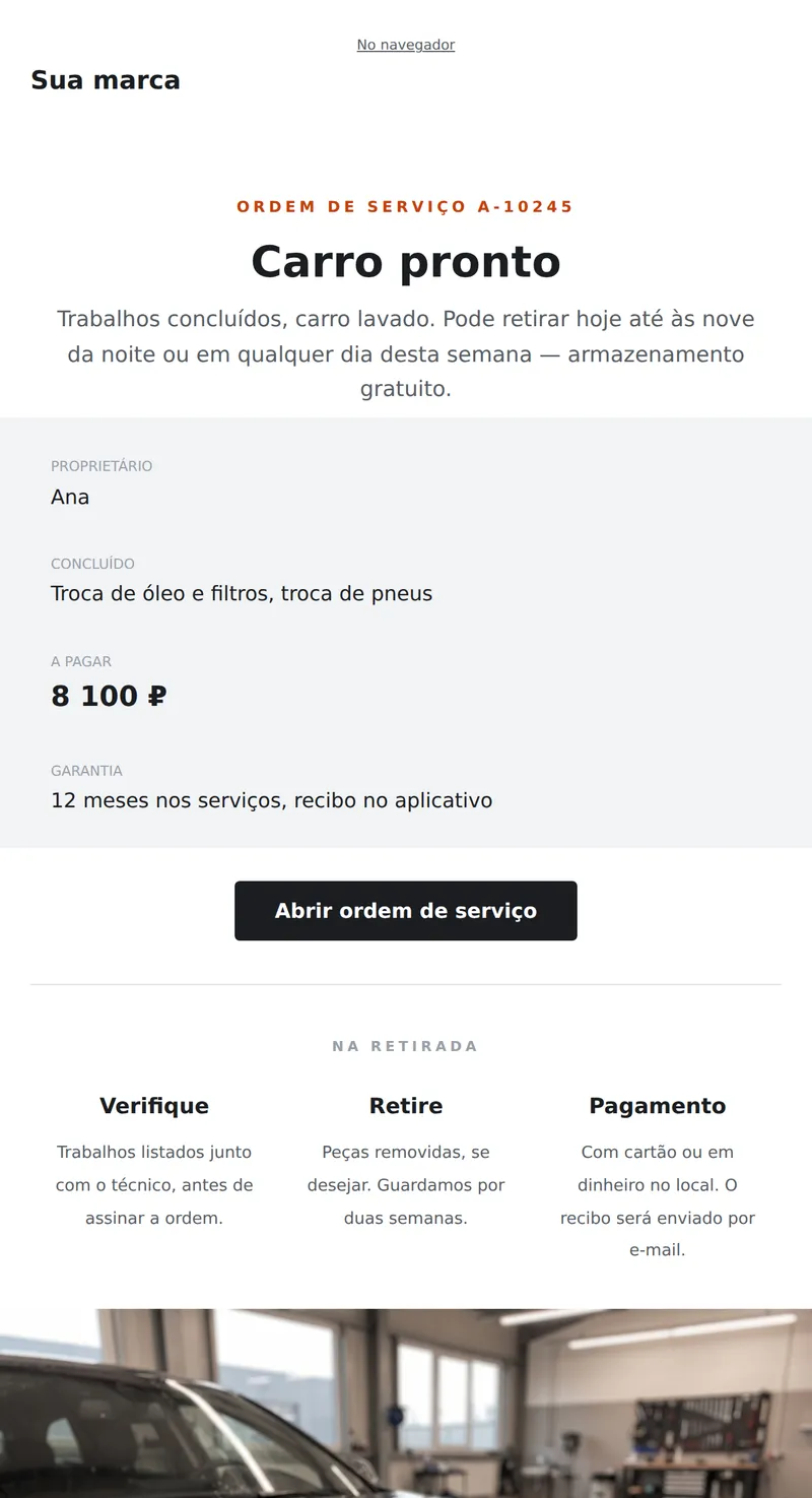 Carro pronto para retirada (carro)