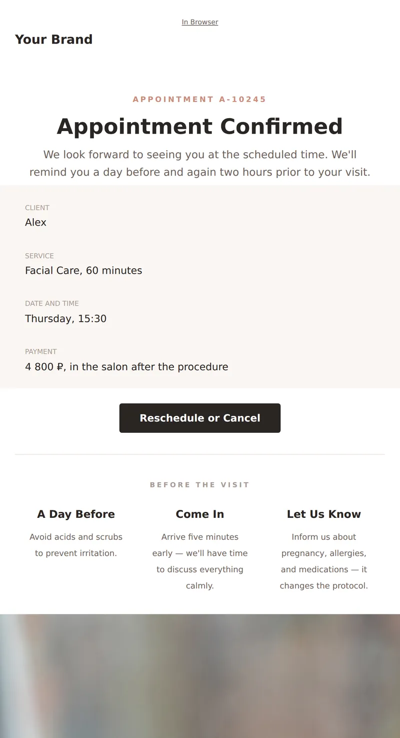 Appointment Confirmation (Beauty and Services)