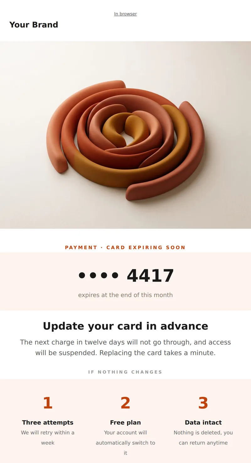 Payment card expiring soon (billing)