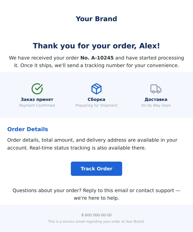 Order Confirmation (Online Store)