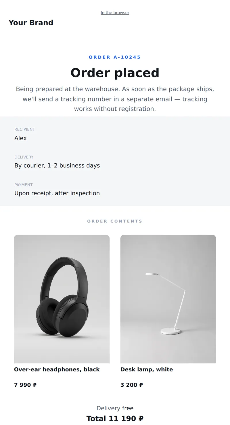 Order Confirmation (Online Store)