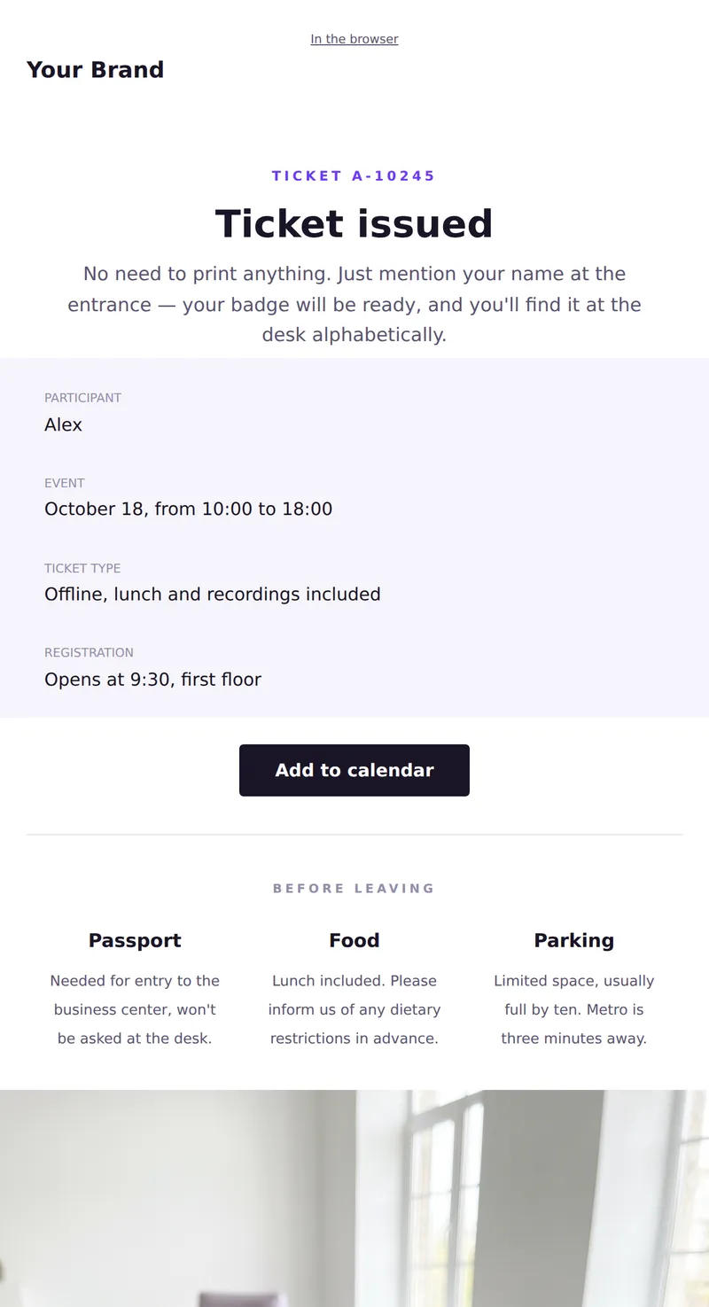 Your event ticket