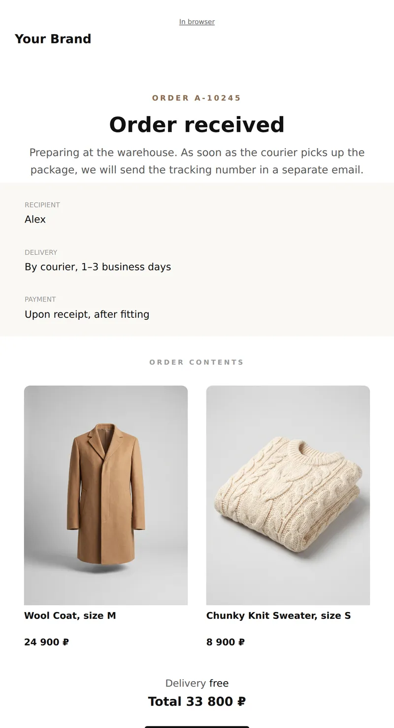 Order Confirmation (Fashion)