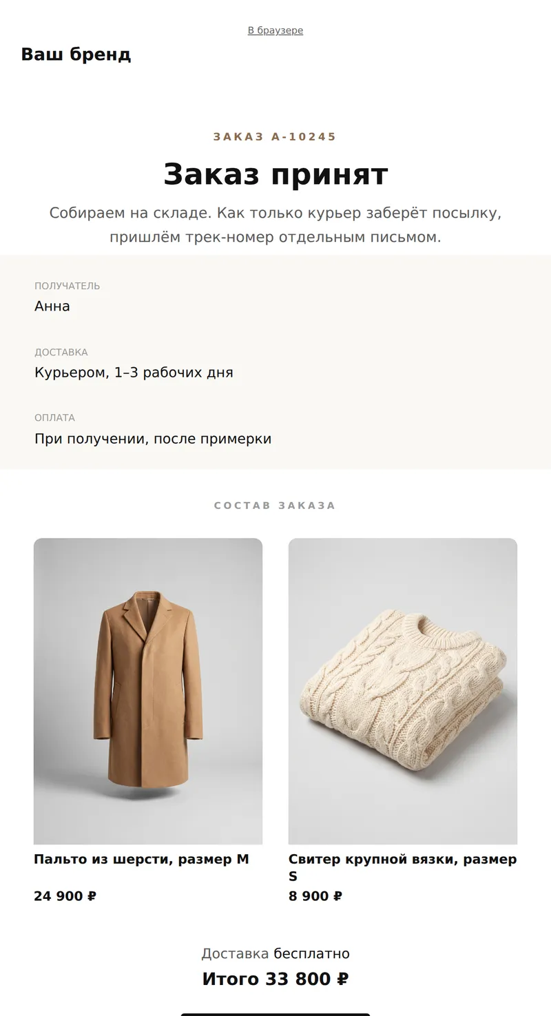 Подтверждение заказа (мода)