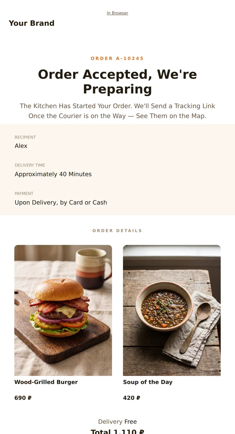 Order Accepted: Preparing and Delivering (Food Delivery)