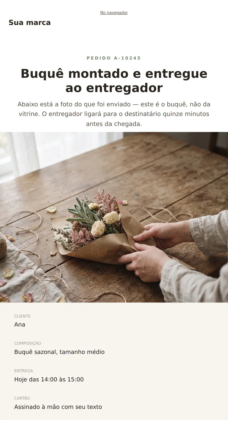 Buquê entregue (presentes e flores)