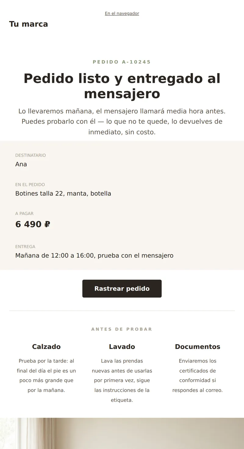Pedido listo (productos para niños)