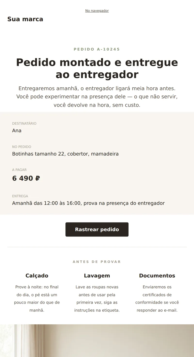 Pedido montado (produtos infantis)