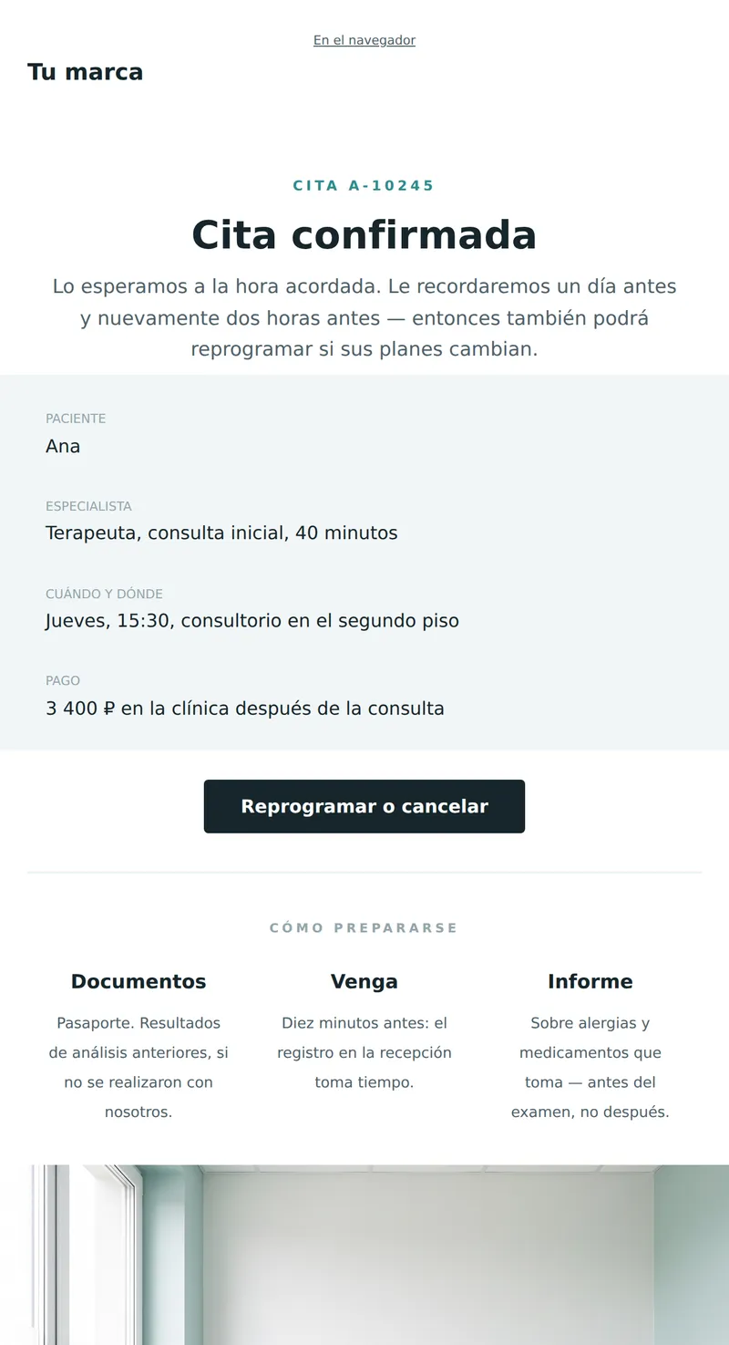 Confirmación de cita (clínica)