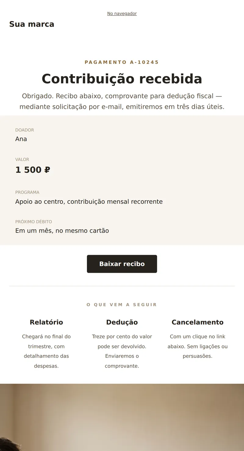 Confirmação de doação (organizações sem fins lucrativos)