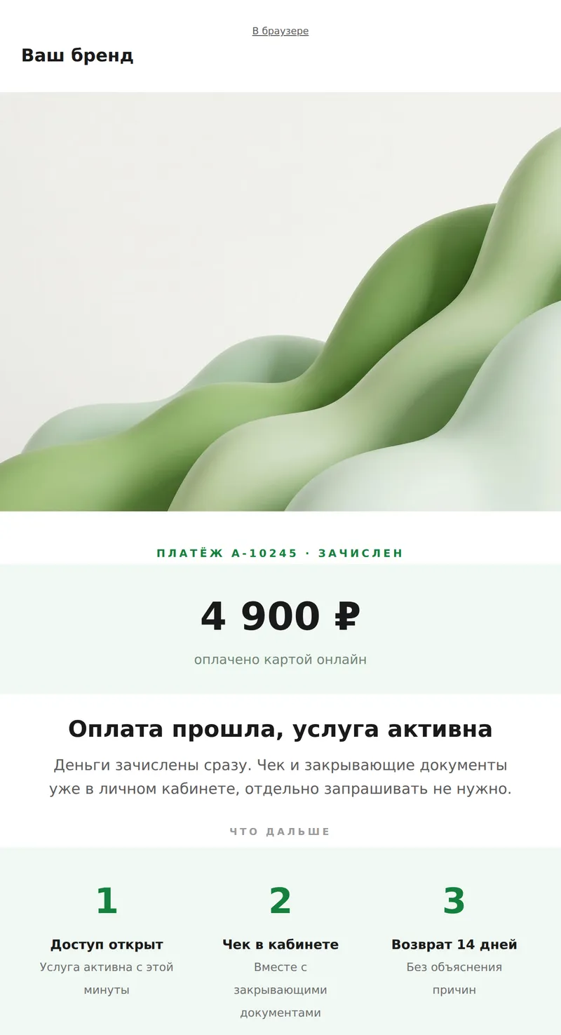 Платёж получен: чек (универсальный)