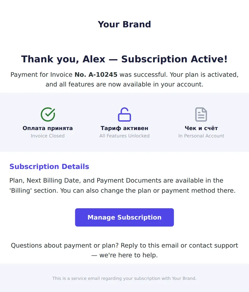 Payment Successful: Subscription Active (SaaS)