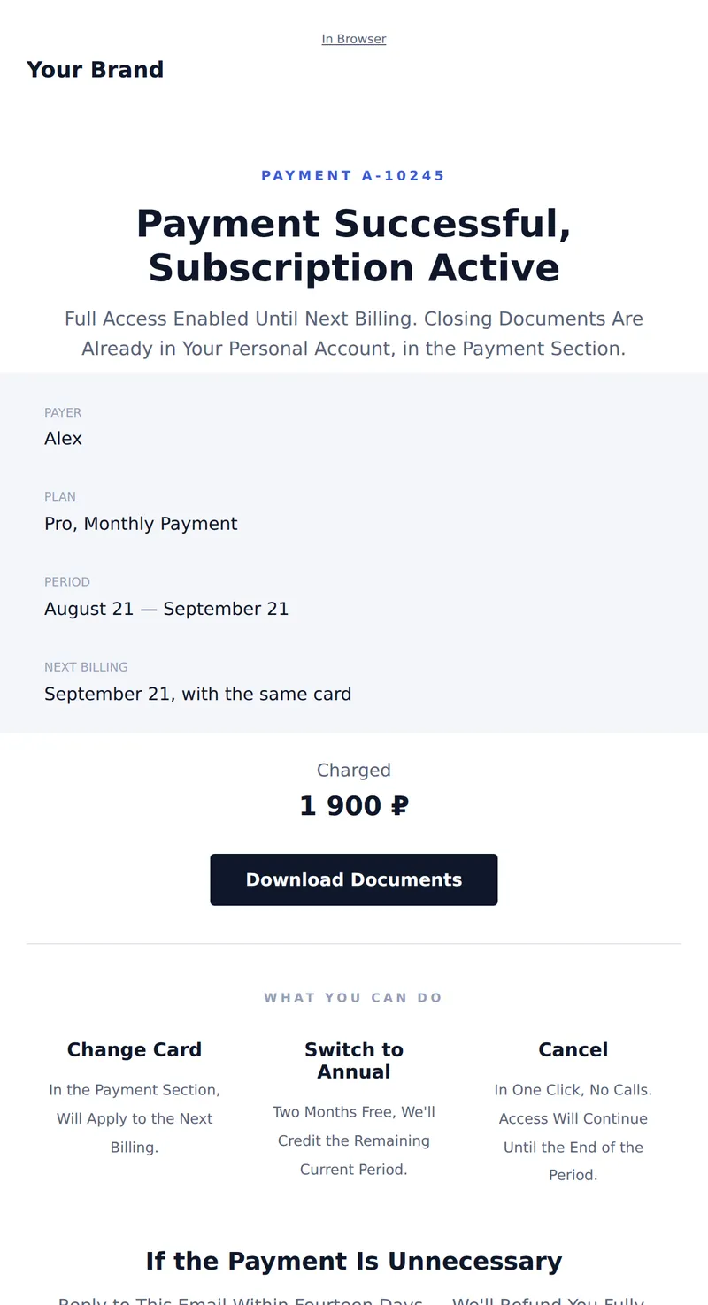 Payment Successful: Subscription Active (SaaS)