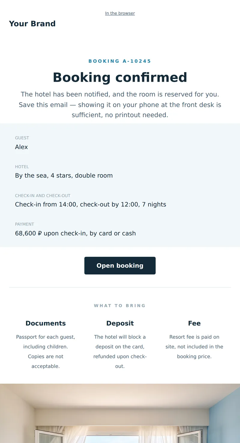 Booking Confirmation (Tourism)