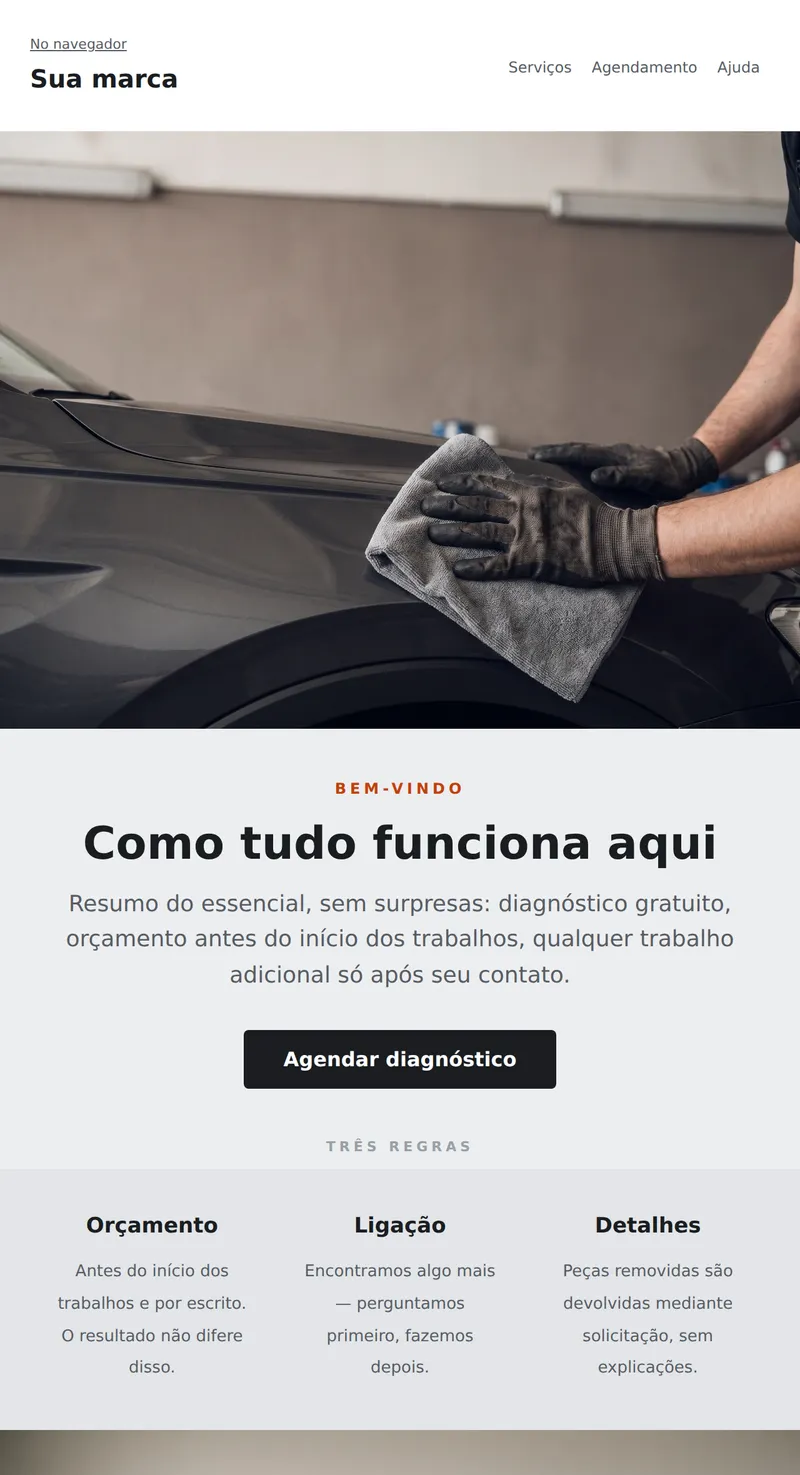 Bem-vindo: novo cliente do serviço (auto)