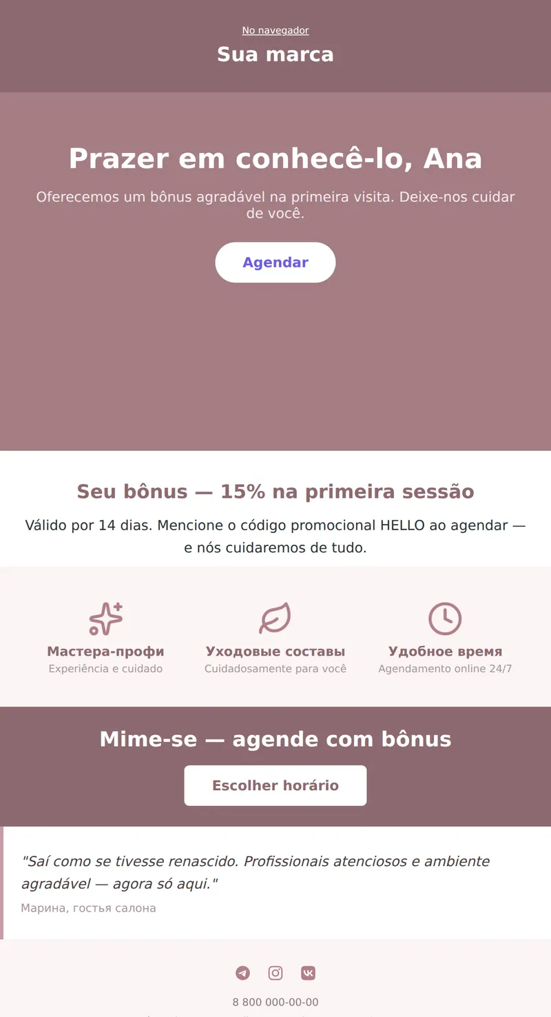 Bem-vindo: bônus na primeira visita (beleza e serviços)