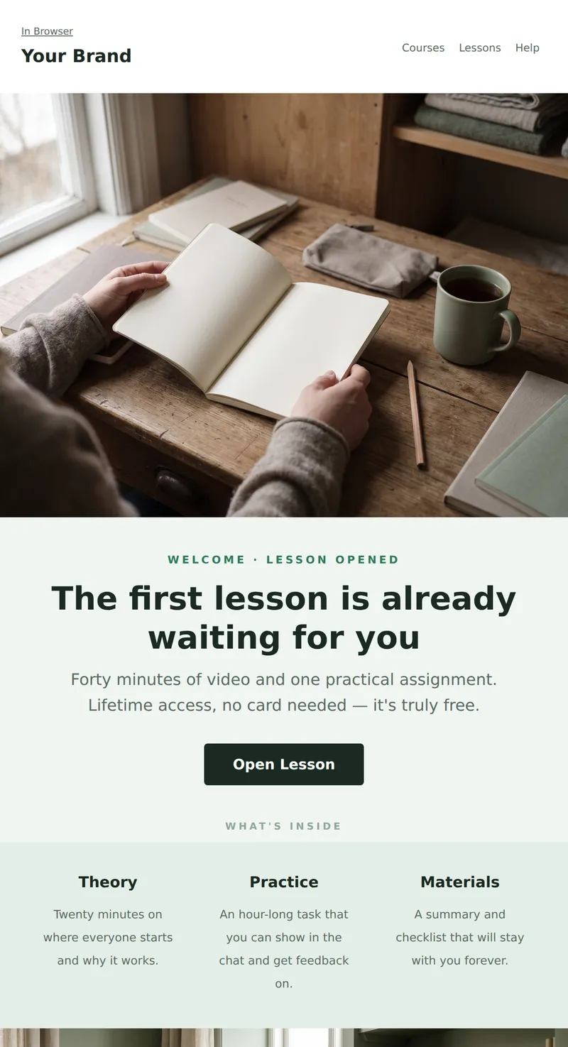 Welcome: Free Lesson (Courses and Info Products)