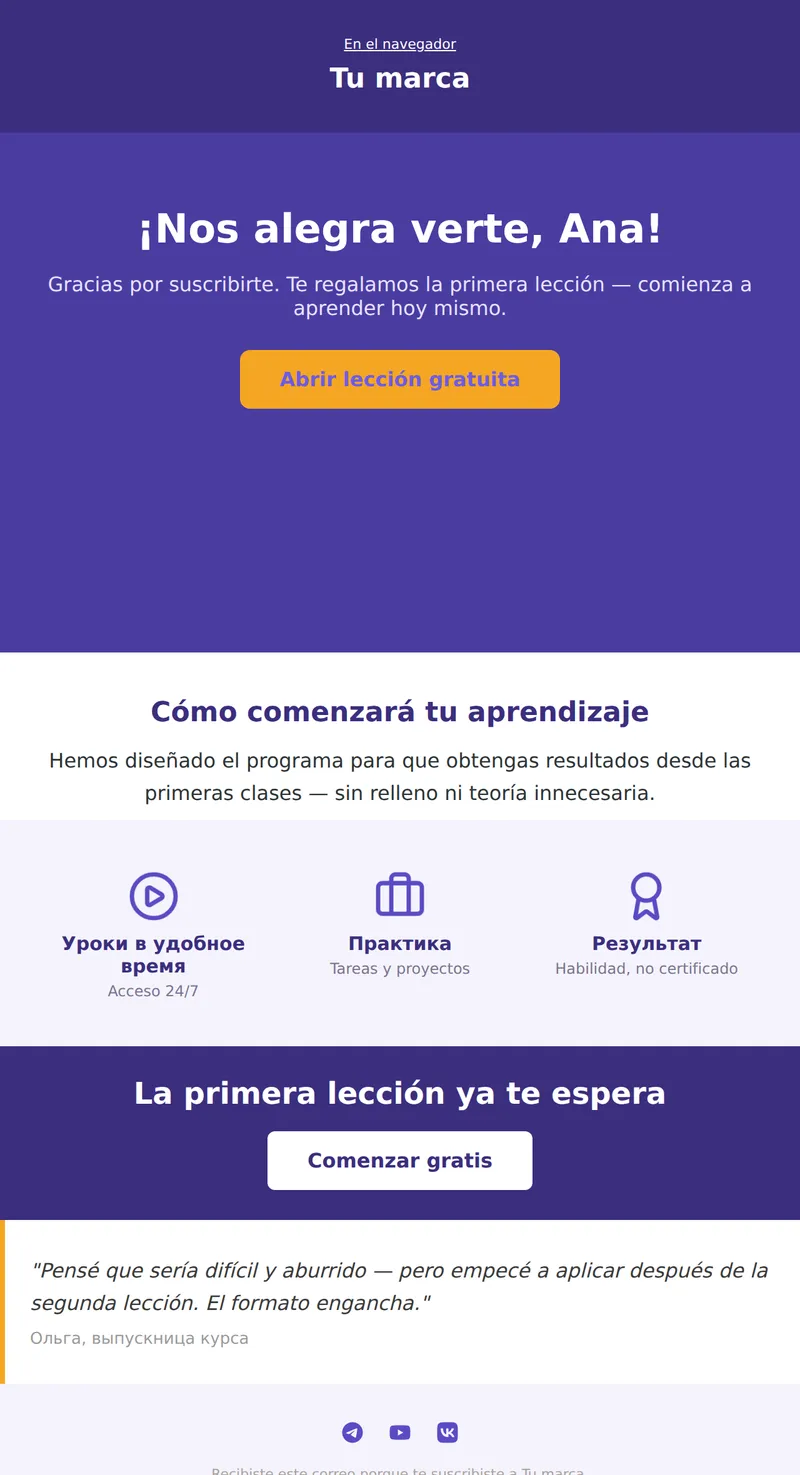 Bienvenido: lección gratuita (cursos y productos informativos)