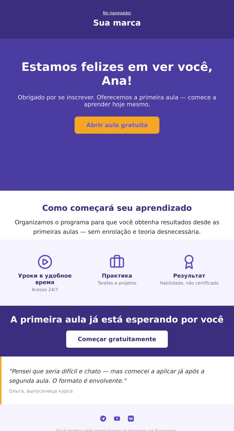 Welcome: aula gratuita (cursos e infoprodutos)