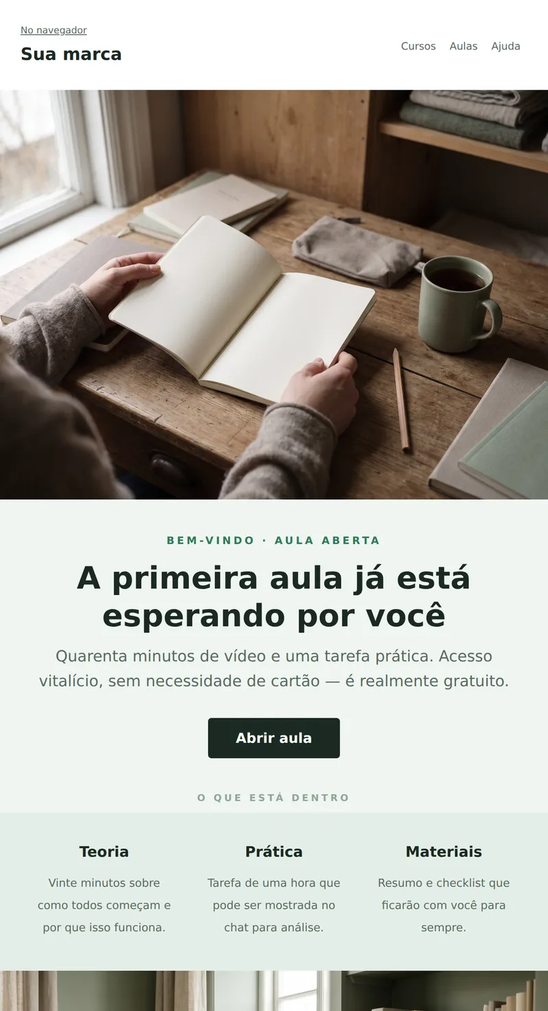 Bem-vindo: aula gratuita (cursos e infoprodutos)