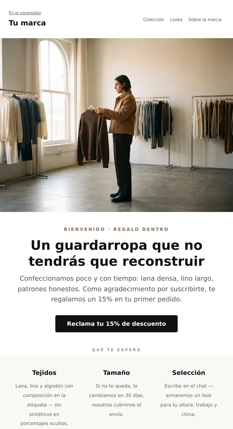 Bienvenido: regalo para el nuevo suscriptor (moda)