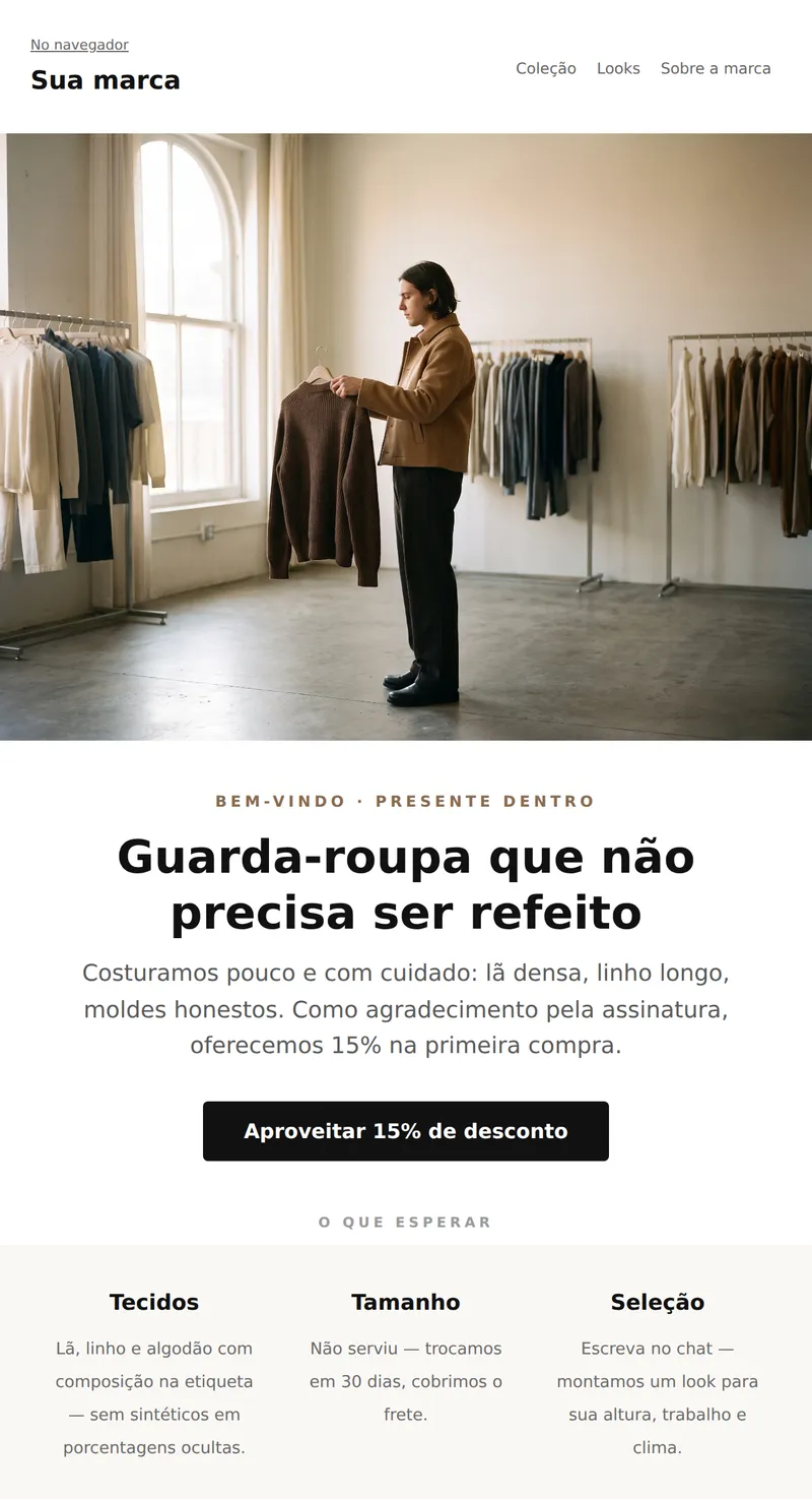 Bem-vindo: presente para novo assinante (moda)
