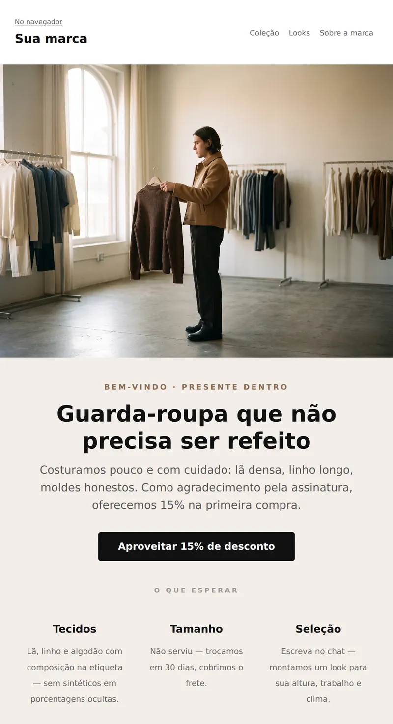 Bem-vindo: presente para novo assinante (moda)