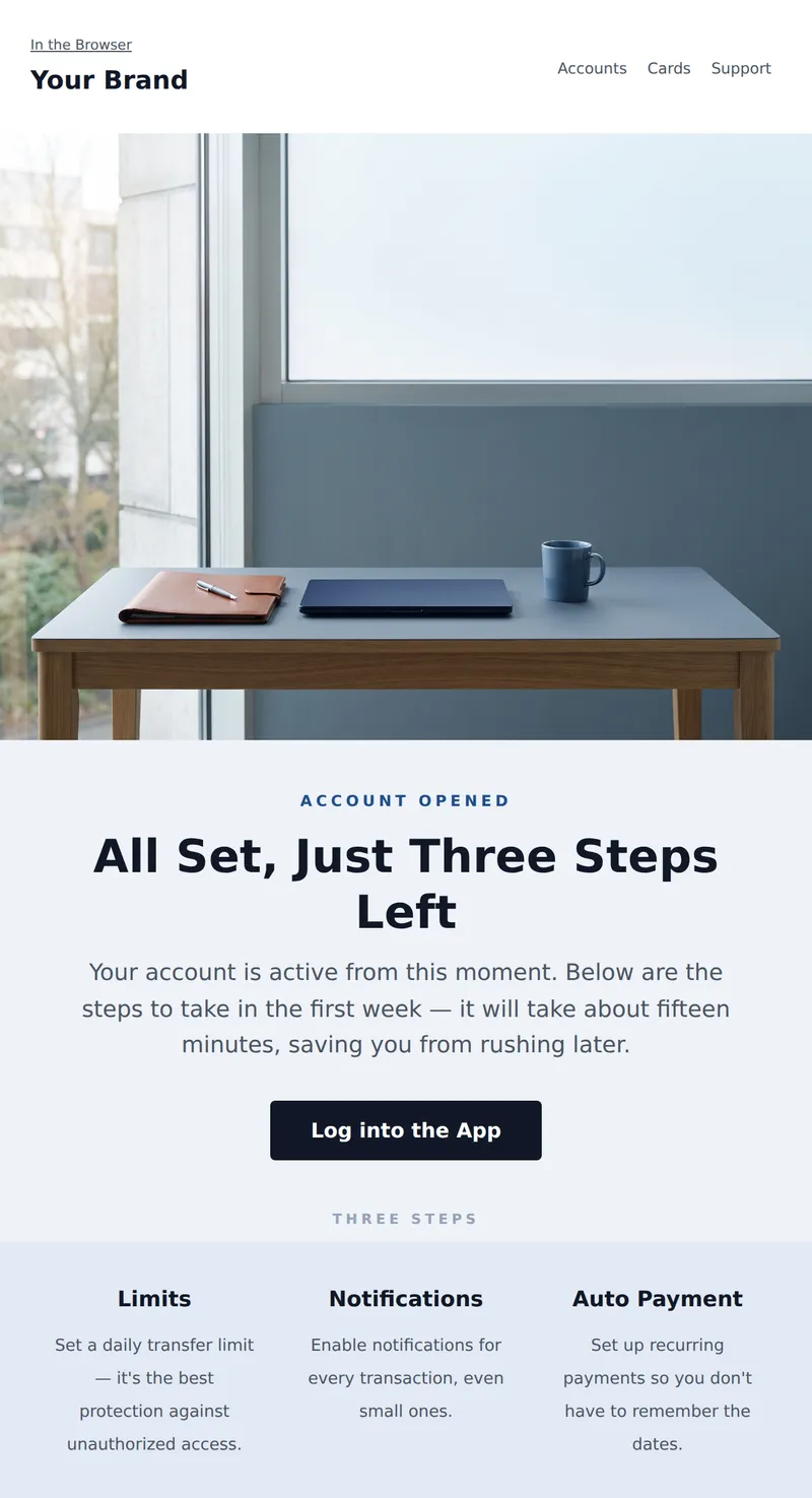 Welcome: Account Opened (Finance)