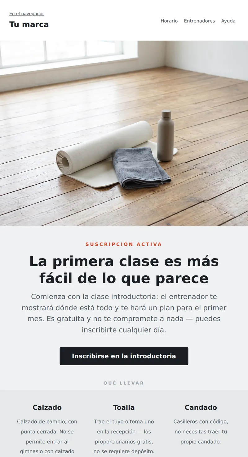 Bienvenido: primera clase (fitness)