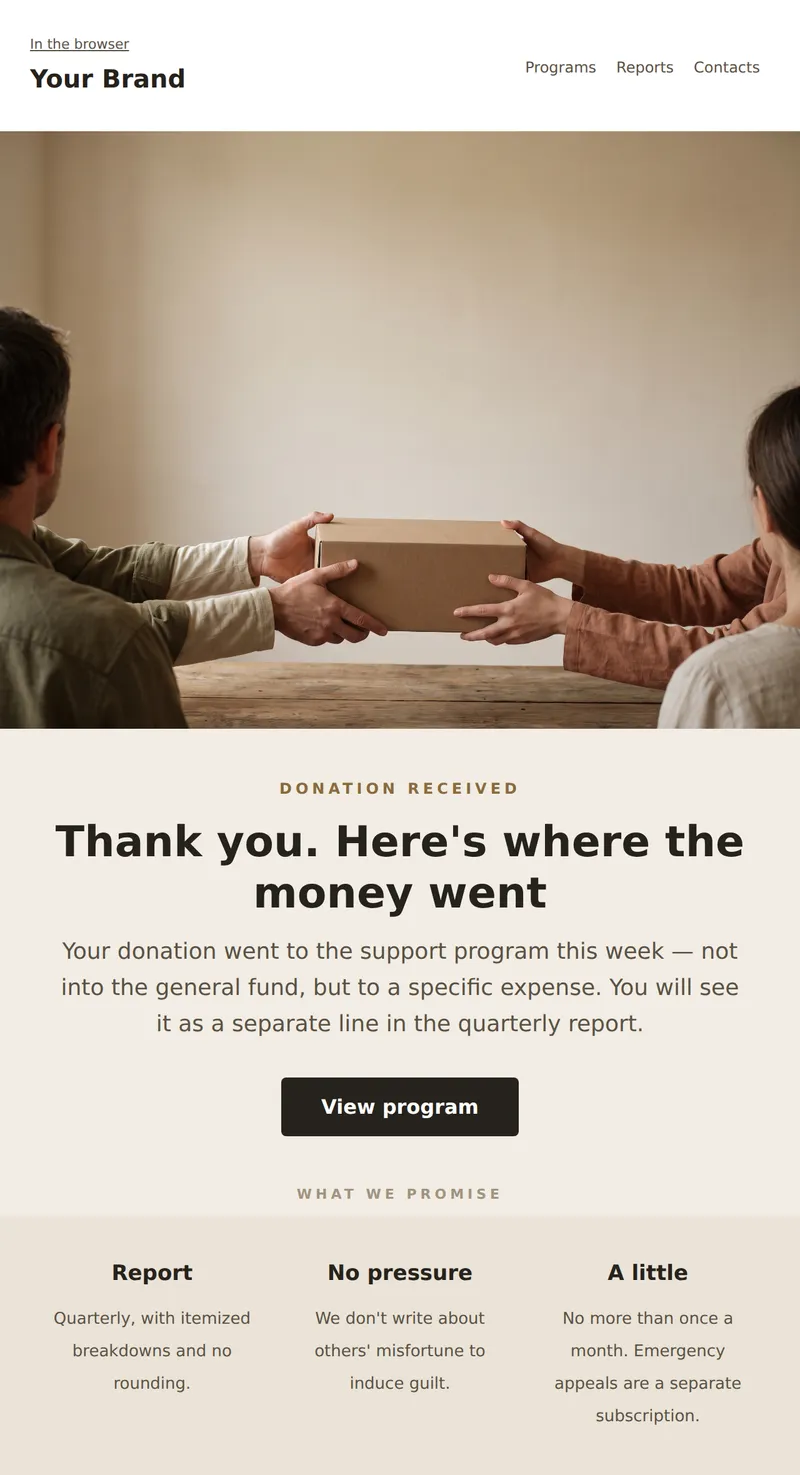 Welcome: new donor (nonprofit)