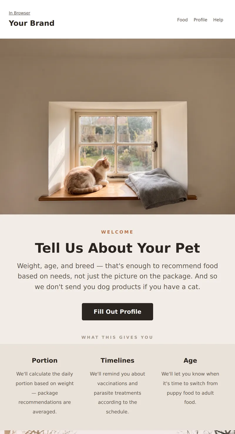 Welcome: Pet Profile (Pet Products)
