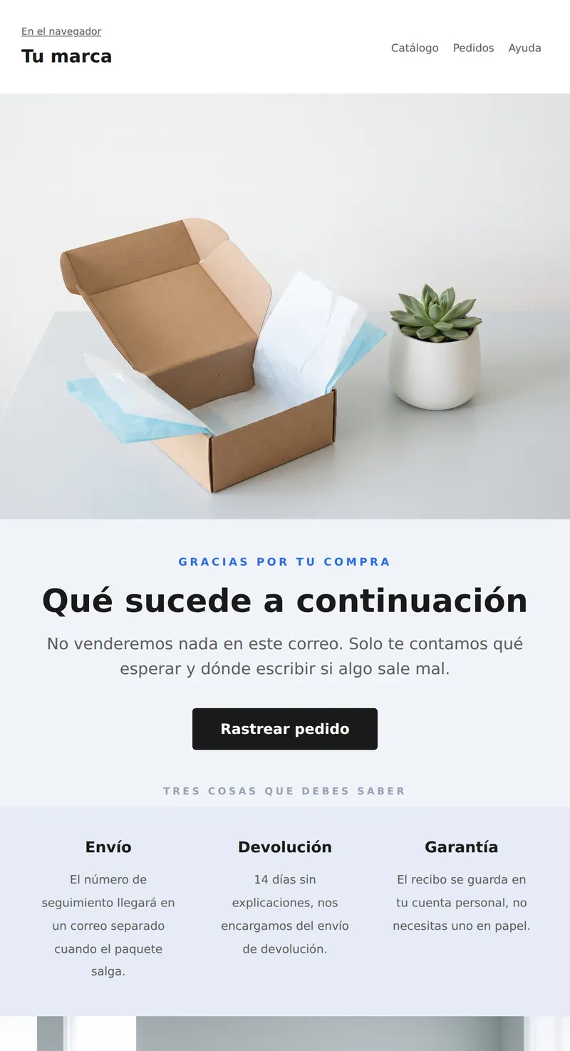 Gracias por tu compra: ¿qué sigue (universal)?
