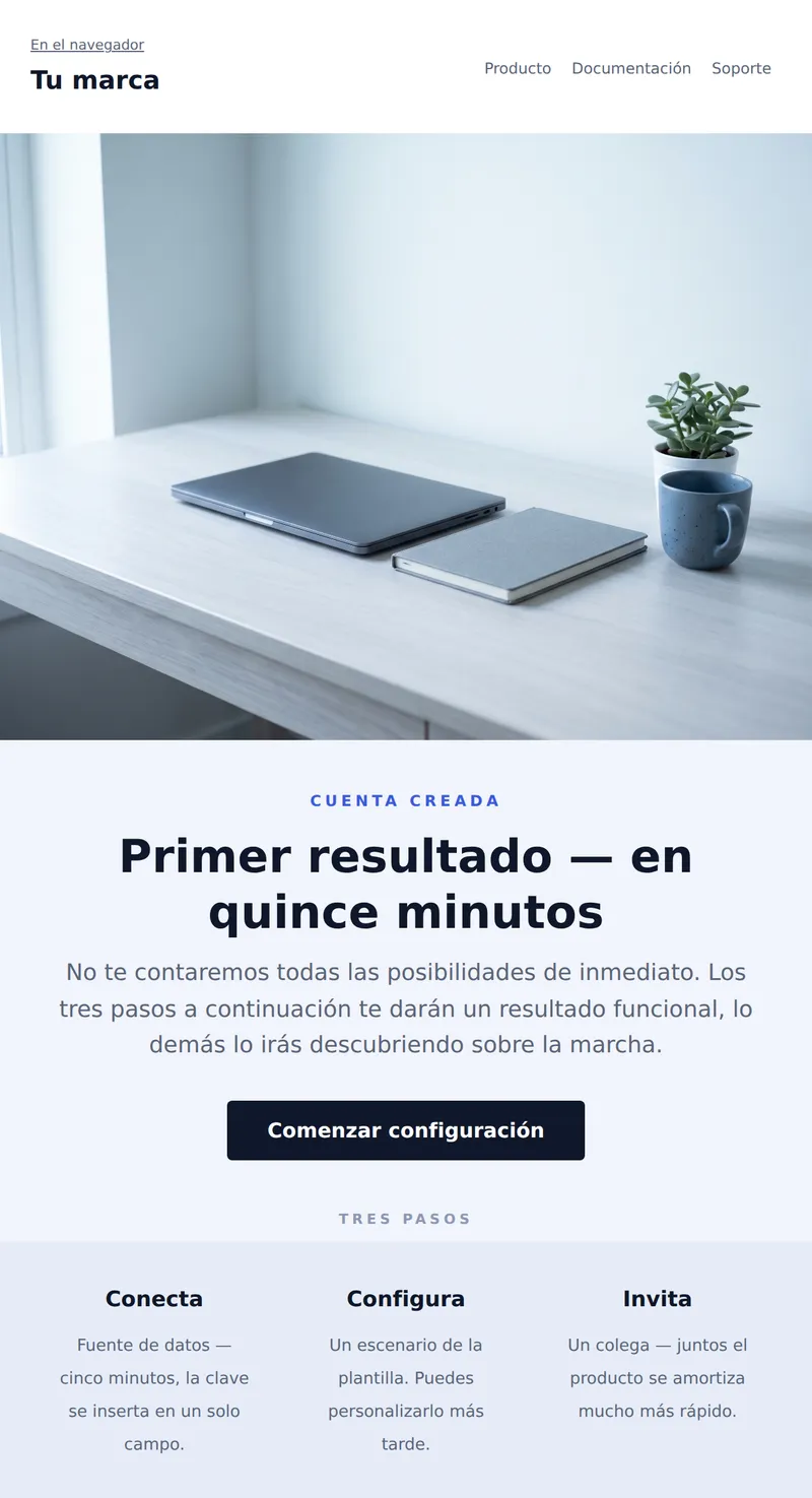 Bienvenido: primeros pasos en el producto (SaaS)