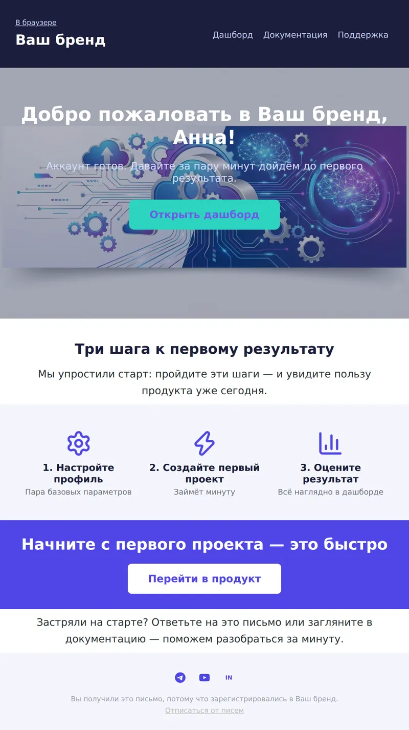 Welcome: первые шаги в продукте (SaaS)
