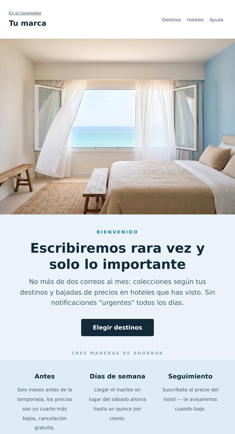 Bienvenido: suscripción a colecciones (turismo)